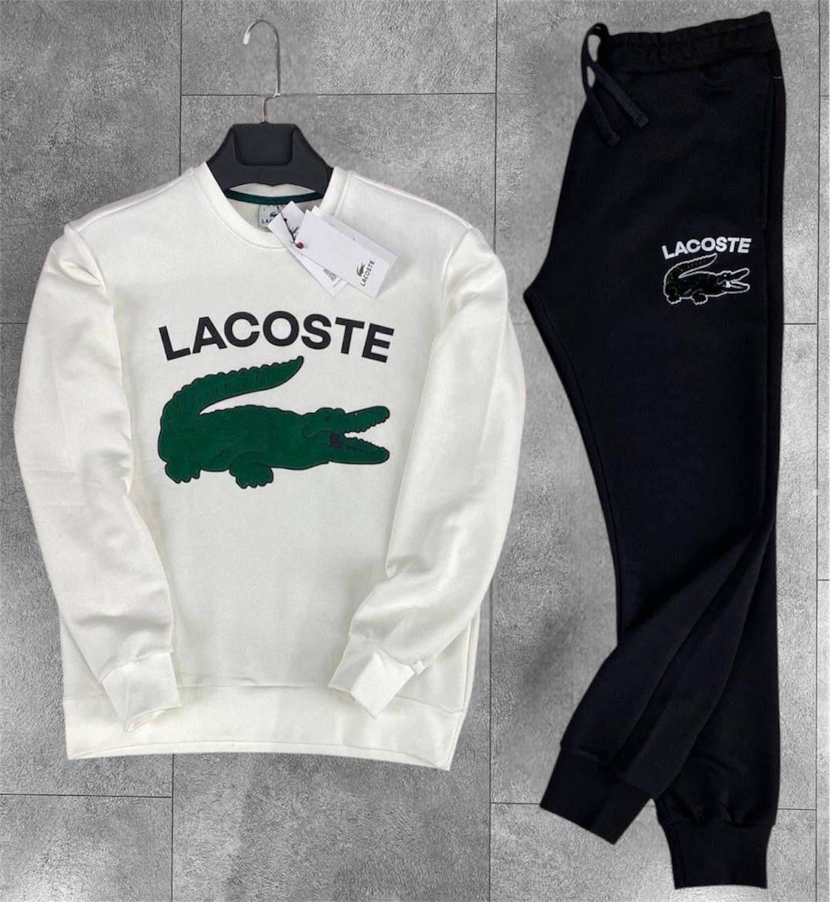 Lacoste Men’s Beige and Black Tracksuit Sets