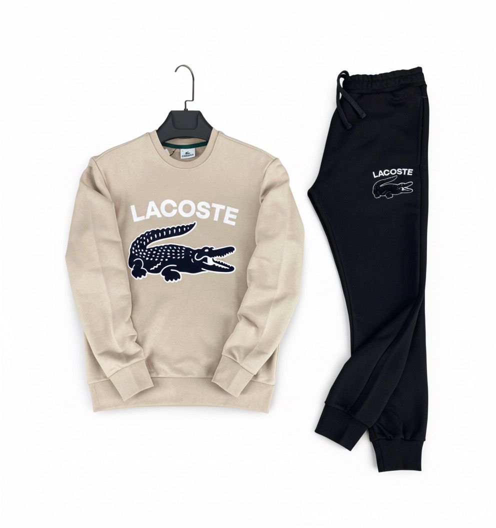 Lacoste Men’s Beige and Black Tracksuit Sets